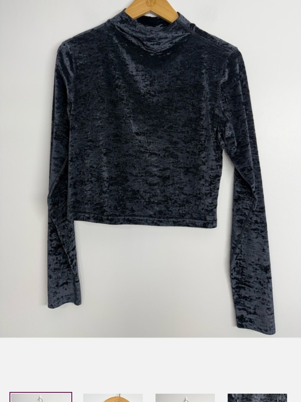 lululemon athletica Crushed Velvet Mock Neck Crop Top - Black
